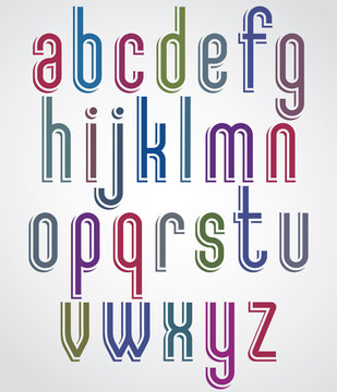 Retro font with rounded corners, condensed letters typeface