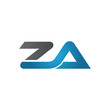 ZA  company linked letter logo blue