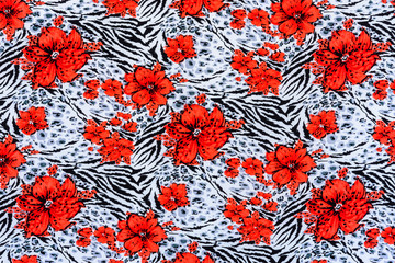 texture of print fabric striped zebra and flower