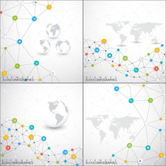 Poster - Modern set of infographic network vector template . Can be used