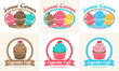 © beinluck - Set of sweet cupcake bakery  badge label and logo design