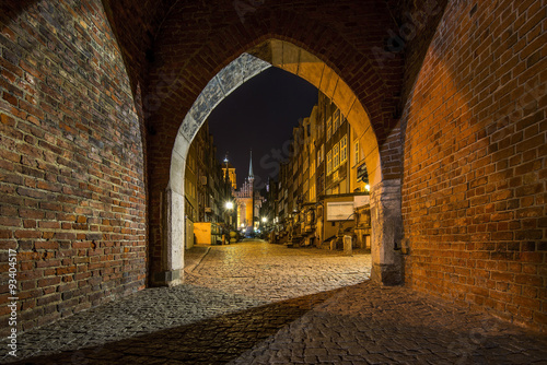 Plakat na zamówienie Gdansk, Poland, old gate at night