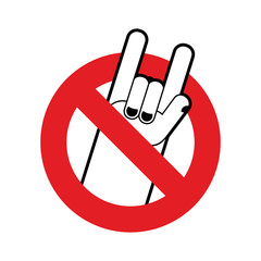 stop rock. ban for lovers of rock music. red forbidding characte