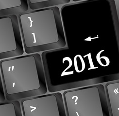 Poster - keyboard on year 2016 image with hi-res rendered artwork that could be used for any graphic design.