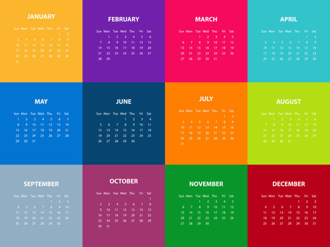 Calendar for the year 2016. Vector illustration.