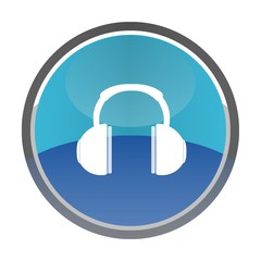 Sticker - Casque audio dans un bouton bleu