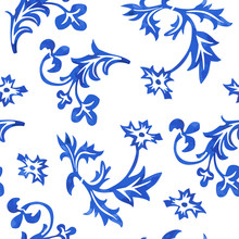 Vector Seamless Porcelain Pattern In White Background