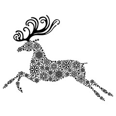 Sticker - Christmas deer from snowflakes