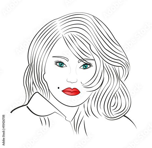 vector illustration of a woman's portrait isolated on white Stock Vector | Adobe Stock