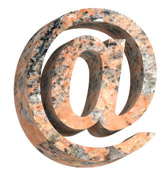 E-mail sign from granite alphabet set isolated over white. Computer generated 3D photo rendering.