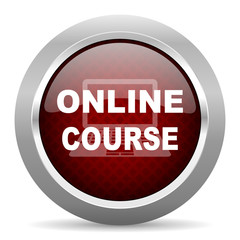 Aufkleber - online course red glossy web icon