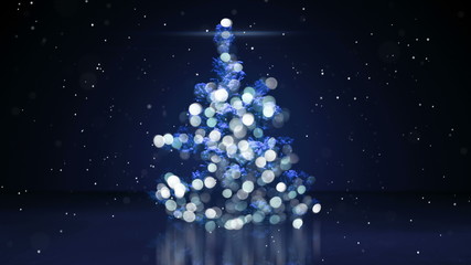 Wall Mural - blurry christmas tree with blue lights seamless loop 4k (4096x2304)
