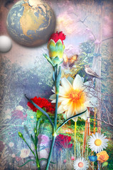 Poster - Amazing garden with colorful flowers of spring