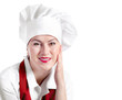 © bit24 - Smiling woman chef isolated on a white background