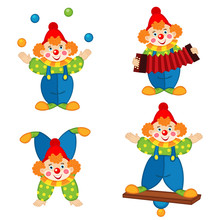 Circus Clown In Action - Vector Illustration, Eps