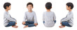 © aekkorn - 4 sides of boy siting on white background