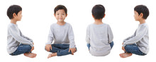 4 Sides Of Boy Siting On White Background