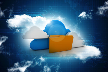 Poster - 3d rendering cloud folder illustration