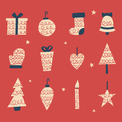 Wall Mural - vintage christmas elements