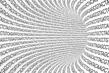 Black and White DNA Letters Tunnel Background