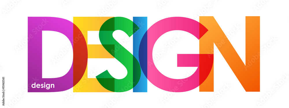 "DESIGN” overlapping vector letters icon (multicoloured)  - obrazy, fototapety, plakaty 
