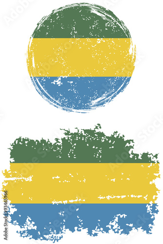 Fotografie, Obraz Gabonese round and square grunge flags. Vector illustration.