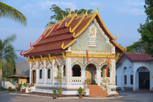 Exterior Of The Wat Sri Khun Mueang In Chiang Khan, Thailand.