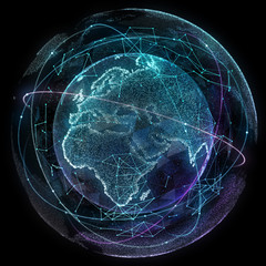 Wall Mural - Abstract map of the global telecommunications network