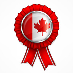 Wall Mural - Canadian award quality badge with ribbon, illustration