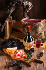 Wall Mural - Wine and prosciutto