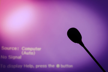 vintage microphone in a meeting room and warm light.