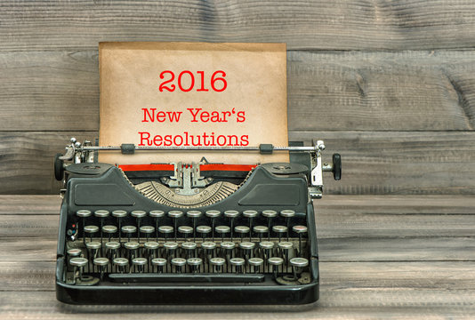Typewriter with white paper page. New Year's Resolutions