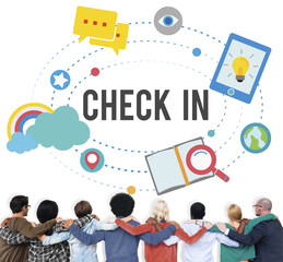 Poster - Check in Location Navigation Position Place Concept