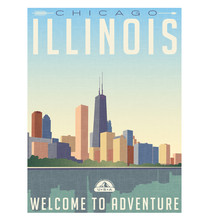 Vintage Style Travel Poster Or Luggage Sticker Of Chicago Illinois Skyline