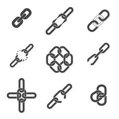 Poster - chain or link icons set