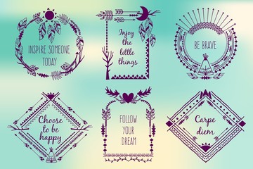 Wall Mural - Hand drawn boho style frames with place for your text