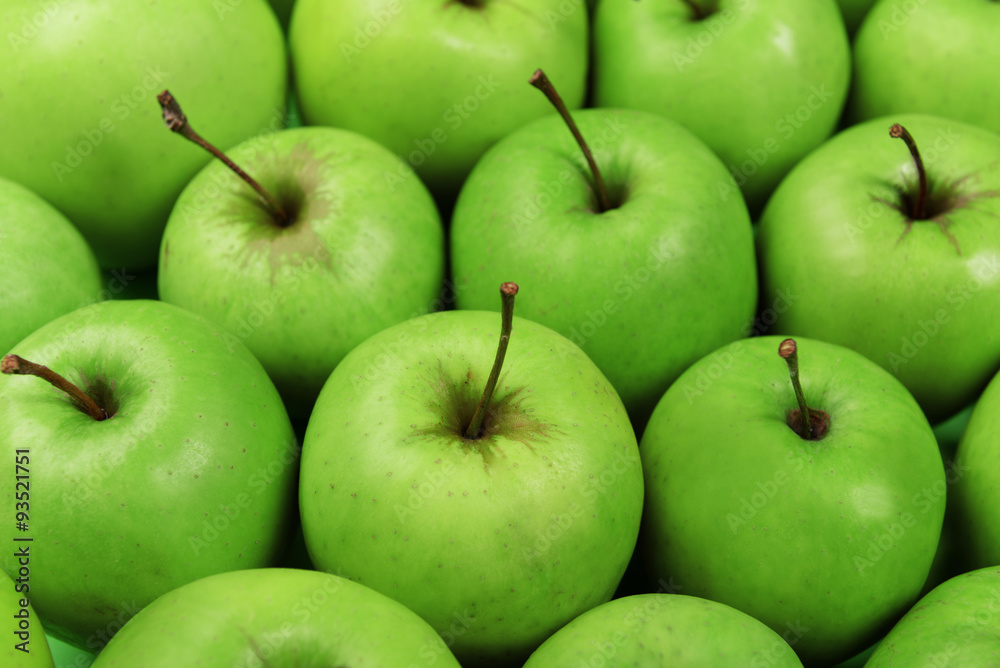 Ripe green apples close up