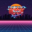 © K3Star - Retro neon abstract Sci-Fi vector background in 80s style