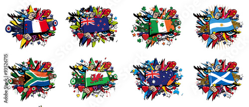 Flags England Rugby World Cup 2015 Quarter Finals New Zealand