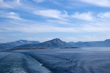 Sticker - Misty mountain coast near Bodo viewed from ferry to Lofoten, Nor