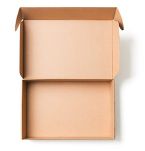Open Cardboard Box Top View Isolated 
