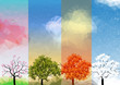 Four Seasons Banners with Abstract Trees - Vector Illustration
