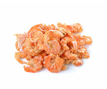 Dried Shrimp Isolated On A White Background