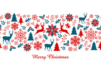 Wall Mural - christmas banner, vector seamless pattern