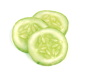 Cucumber and slices isolated white background