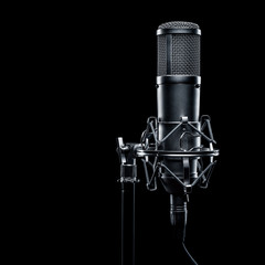 studio microphone on a black background