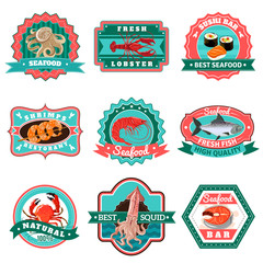 Sticker - Seafood Emblems Set