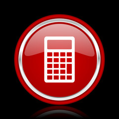 Aufkleber - calculator red glossy cirle web icon on black bacground