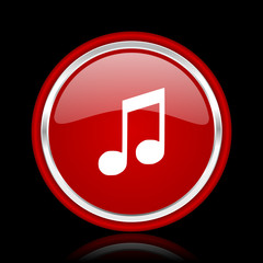 Aufkleber - music red glossy cirle web icon on black bacground