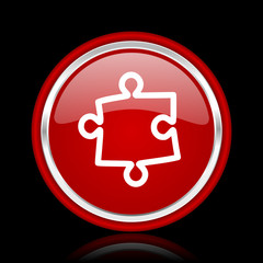 Poster - puzzle red glossy cirle web icon on black bacground